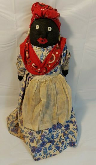 Antique Primitive African American Rag Cloth Doll 16 " Americana Folk Art