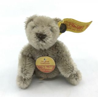 Steiff Orig Teddy Bear Flexible Mini Caramel Mohair Plush 11cm 4in Id Button Tag