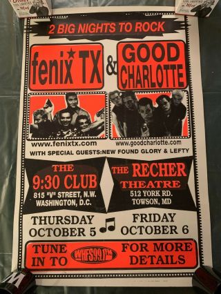 Rare Screenprinted 2000 Good Charlotte / Fenix Tx Concert Poster