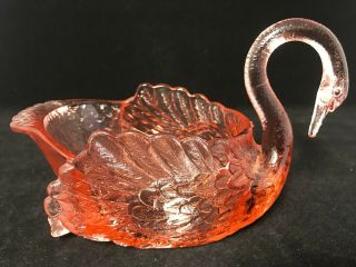 Vintage Cambridge Glass Co.  1042 Peach Blo - Darker Pink Swan - Type I 6 1/2 "