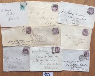 Gb Queen Victoria Stamps On 9 Different Covers In Mixed (lot 719)