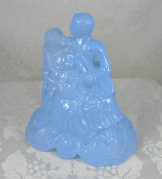 Vintage L.  E.  Smith Glass Crystal Fired - On Blue Spanish Dancing Couple Lamp Base