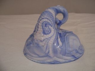 Antique Blue Slag Glass Dolphin Lid Only 1882