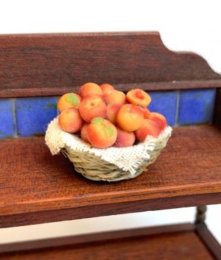 1:12 Dollhouse Miniature Basket With Peaches Miniature Food Artisan