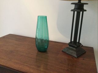 Vintage Turquoise Glass Vase 10” Tall