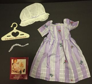 American Girl Doll Felicity Purple Dress Traveling Gown,  Bonnet,  Necklace In Bix