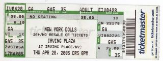 York Dolls 4/28/05 Nyc Ny Irving Plaza Ticket David Johansen City