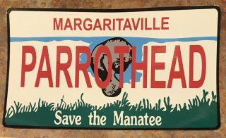 Vintage - Ish Margaritaville Parrothead Save The Manatee License Plate Postcard