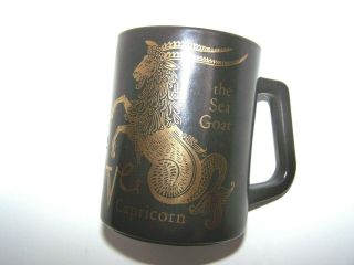 Federal Glass Zodiac Coffee Mug Black And Gold The Sea Goat Capricorn