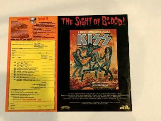 1977 Kiss Merchandise Order Form From Kiss Love Gun Vinyl Album Lp Kiss Army