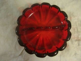 Mcm Vintage Viking Ruby Red Glass Ashtray Divided Bowl