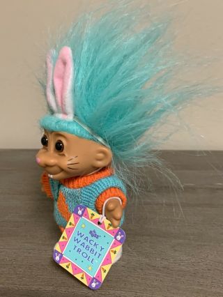 RUSS EASTER CARROT SWEATER WACKY WABBIT TROLL DOLL WITH SHOES AND EARS RARE 3