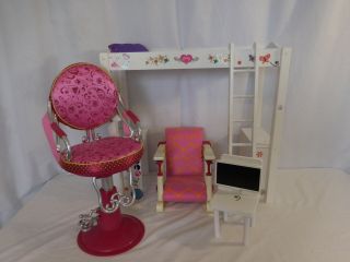 Our Generation Doll Bed Loft Desk With Chair,  Salon Chair,  Booster Seat,  Acce