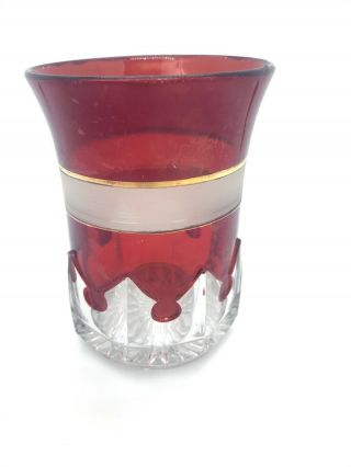 Eapg Ruby Stain Mckee Glass Co.  Ruby Stain & Frosted Gothic Tumbler