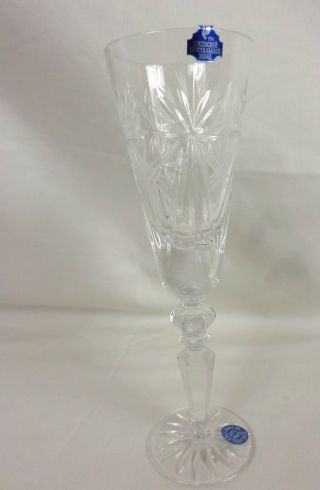 Gus Khrustalny Etched Russian Lead Crystal Long Stem Champagne Glass 22cr