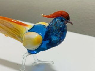 Hand Blown BIRD Sculpture Miniature Murano? Art Glass Bird 3.  5”x 6” 2