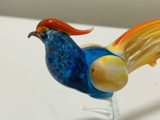 Hand Blown BIRD Sculpture Miniature Murano? Art Glass Bird 3.  5”x 6” 3