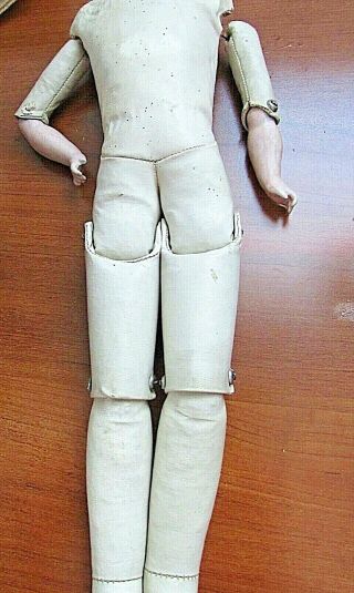 Antique 14 " Kid Leather Jointed Doll Body Only Marked Germany
