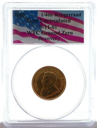 2001 9 - 11 - 01 Wtc Ground Zero Recovery 1/4 Oz South African Krugerrand Gold Pcgs