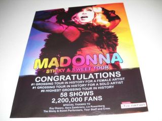 Madonna Congratulations On Your Sticky & Sweet Tour 2008 Promo Poster Ad