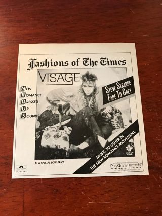 1981 Vintage 5x5.  5 " Album Promo Print Ad For Visage Steve Strange Fade To Grey