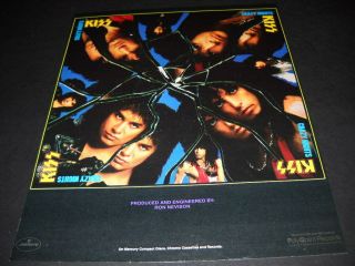 Kiss Shattered Glass From Crazy Nights 1987 Promo Poster Ad Cond.