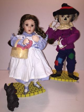 Wizard Of Oz Porcelain Dorothy & Scarecrow Dolls By Mary Tretter - Ashton Drake