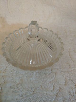 Mikasa Small Crystal Art Deco Bowl/ Candy Dish W Lid Marquette Ribbed 4.  5 "