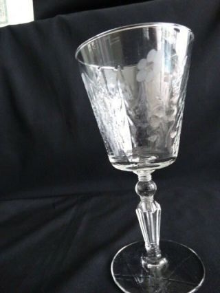 Libbey Rock Sharpe Clear Polish/grey Cut Flowers 3006 - 7 Deco Style Water Goblet