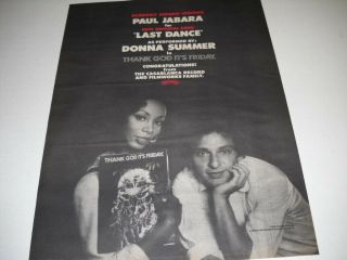Donna Summer And Paul Jabara Congratulations On Last Dance 1979 Promo Poster Ad