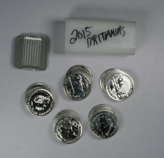 Roll Of 25 2015 1 Oz Great Britain Brittania.  999 Silver Coins