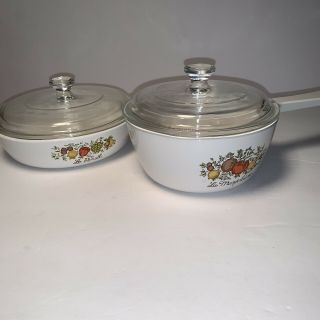 Vintage Corning Ware Spice Of Life Saucepan and Skillet with Lids P - 82 - B P - 83 - B 2