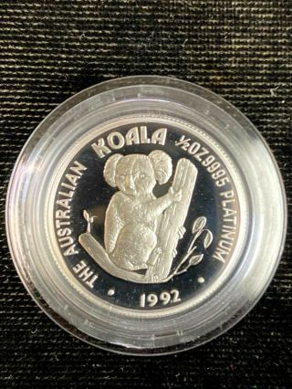 1992 - P $50 Australia Koala Proof Platinum 1/2 Ounce In Capsule