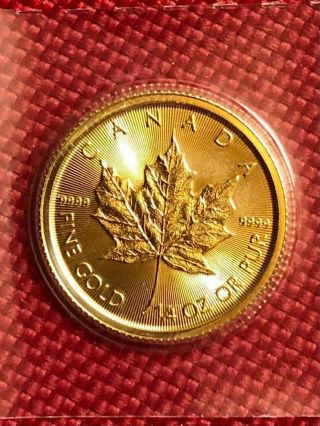 2021 Canada 1/4 Oz Fine Gold Maple Leaf $10 Bu Coin