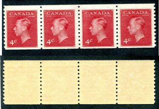 Mnh Canada 4 Cent Kgvi Coil Strip Of 4 300 (lot 7909)