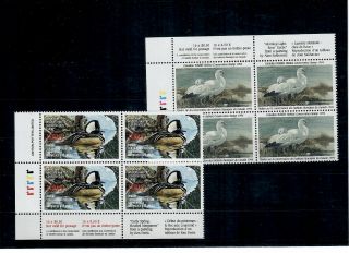 Canada Federal Wildlife Habitat Duck Stamps Fwh9 - 10 Mnh Plate Blocks Of Four