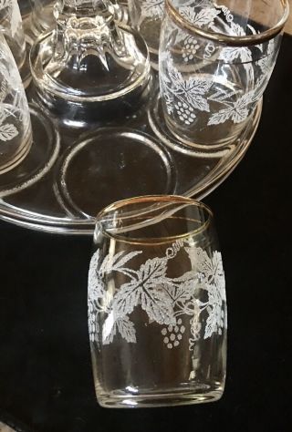 Bartlett Collins Etched Gold - Banded Glasses With Unique Glass Carrier