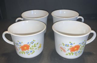 Set Of 4 Corelle Corning Wild Flower Spring Bouquet Coffee Tea Cups