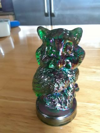 Vintage Joe St.  Clair Carnival Glass Iridescent Owl Figurine Paperweight L26