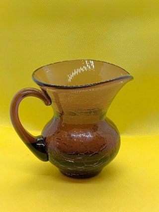 Vintage Amethyst Purple Blown Glass Pitcher Creamer Syrup Vase Applied Handle