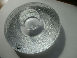Orrefors Crystal Discus Votive Candle Holder With Labels 5.  5 Diameter X 2 High