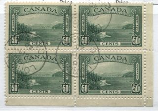 Canada Kgv 1938 50 Cents Block Of 4