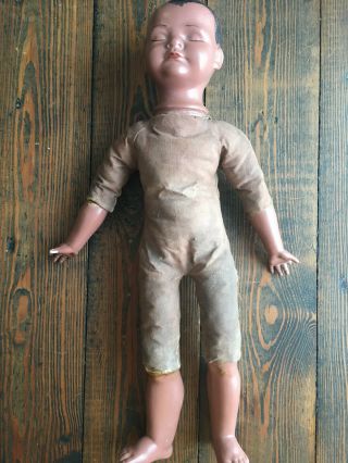 Antique Black Bisque Baby Boy Doll Siegfried German Vintage Jdk