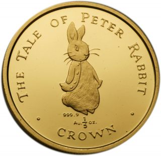 Uk Gibraltar 1997 Tale Of Peter Rabbit 1/5 Oz Gold Proof Coin