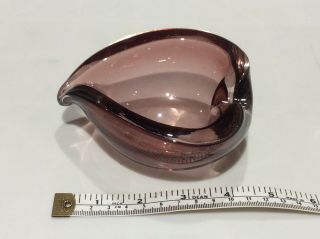 Vintage Murano? Heavy Glass Purple Leaf Shape Bowl