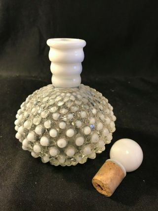 Vintage Milk White Opalescent Hobnail Perfume Bottle Decanter w/Stopper 3