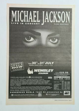 Michael Jackson - Vintage Live In Concert At Wembley Poster From Nme,  March 1992