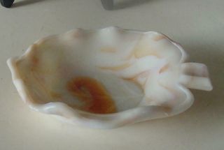 Akro Agate Orange Swirl Grape Leaf Trinket Dish/ashtray/spoon Holder