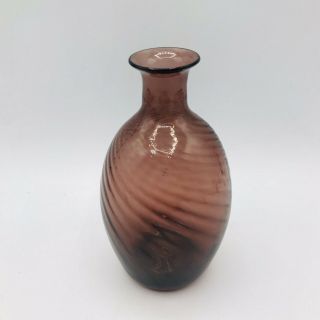 Vintage Hand Blown Art Glass Amethyst Small Swirl Bud Vase 5 