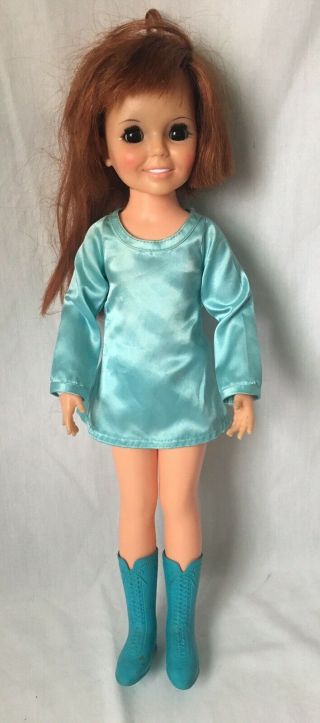 Vintage Ideal Toy Crissy Doll With Growing Red Hair Blue Dress Boots 1968 18 "